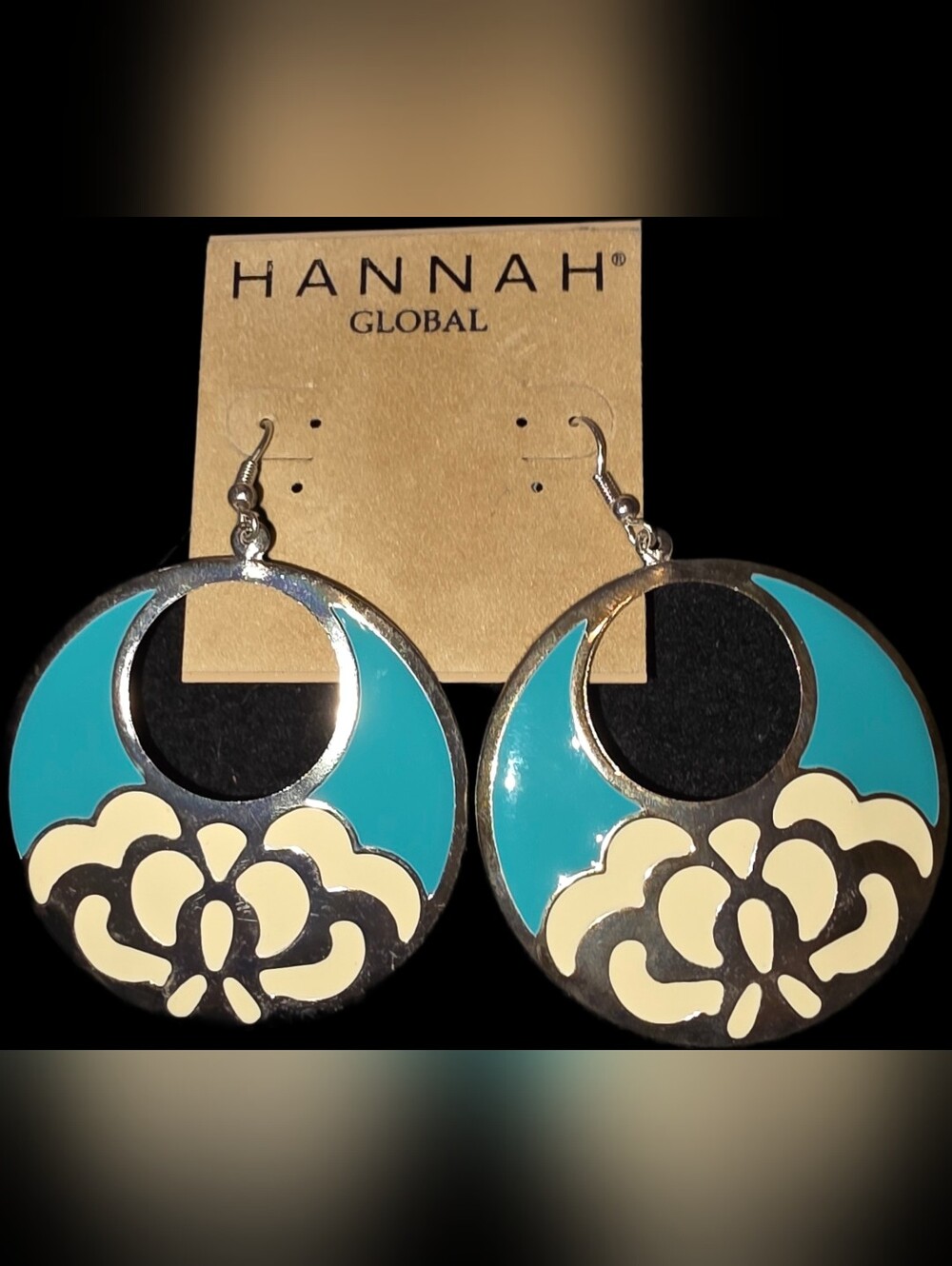 Disc Shaped Earrings W/Floral Motif
